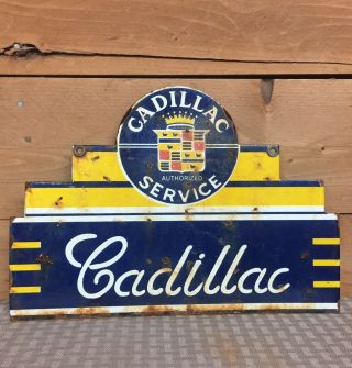 Vintage Cadillac Authorized Sales & Service Porcelain Advertising Sign