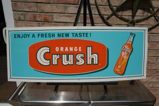 Vintage Orange Crush Soda Sign With Bottle