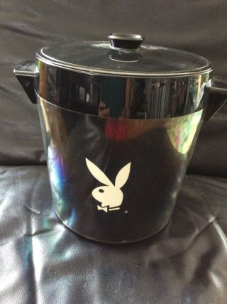 Vintage Playboy Bunny Logo Black & White Ice Bucket Wine Chiller Thermo Serv