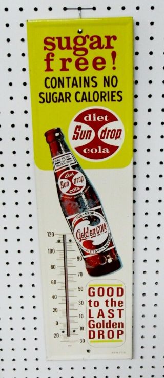 Rare Vintage 1963 Diet Sun Drop Golden Cola Metal Thermometer - - 27 