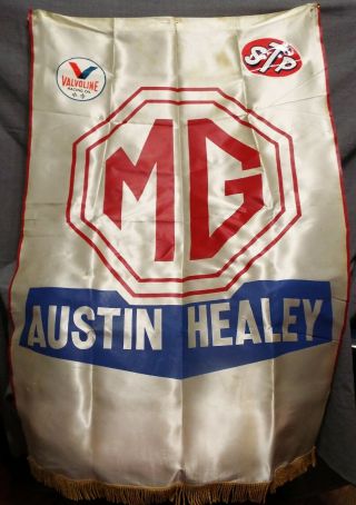 Vintage Mg Austin Healey Dealer Satin Banner Flag Sign - Very Rare
