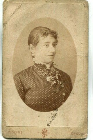 1890s Cdv Photograph Portrait Of A Lady By Hopkins Of Epsom