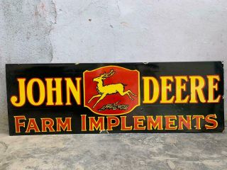 John Deere Farm Implements 72x24 Inch Porcelain Enamel Sign Single Side