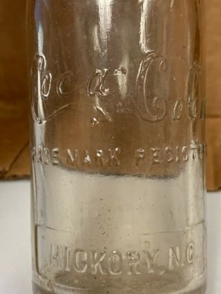STRAIGHT SIDED COCA - COLA EMBOSSED SODA BOTTLE HICKORY,  NC EARLY MID - SCRIPT RARE 2