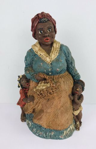 Vintage June Mckenna 1985 7” Figurine African American Woman Children Americana