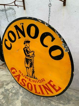 CONOCO GASOLINE SUPERIOR LARGE 60 INCHES PORCELAIN ENAMEL SIGN SINGLE SIDE 2