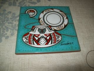 Cleo Teissedre Design Hand Painted Trivet Wall Decor Native American Pottery