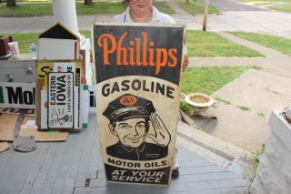Large Phillips 66 Gasoline & Motor Oils Gas Station Oil 48 " Metal Sign