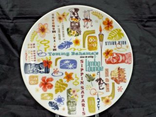 Tommy Bahama Tropical Paradise Tiki 7 " Appetizer Plate Torch Flamingo Orchid