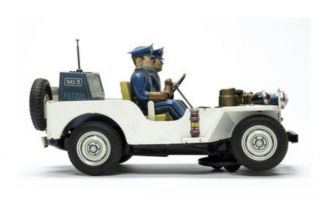 Vintage Nomura Tin Litho Police Patrol Jeep Battery Operated Tin Toy