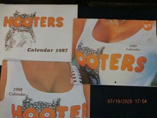 3 Hooters Restaurant Calendars 1987 - 1988 - 1989