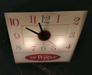 Vintage Dr.  Pepper Pam Clock Lights Up Color Numbers Well No Rust 1960 