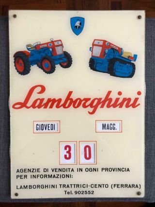Lamborghini Sign Factory Perpetual Calendar 1960s Vintage Nos Miura