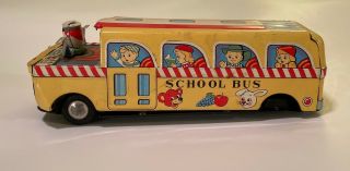 VINTAGE Toymaster School Bus Tin Friction Toy Japan 2
