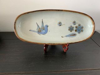 Vintage Ken Edwards Tonala El Palomar Pottery Mexico Bird Dish Platter 11” X 5”