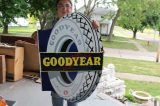 Large Goodyear Tires Gas Station 2 Sided 36 