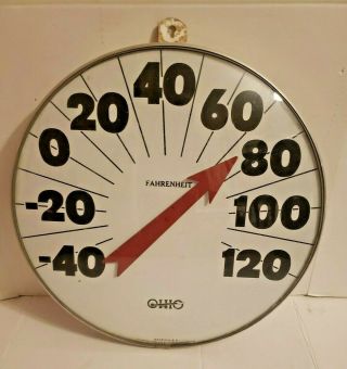 Vintage Jumbo Dial Round Wall Thermometer,  Ohio Thermometer Co.  18 "