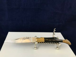 Laguiole Vintage Pocket Knife With Corkscrew Horn Handle Single Blade Laguiole