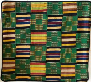 Kente (?) Cloth Strip - Weave Textile Pillow Cover Woven 16”x16” Made In Turkey