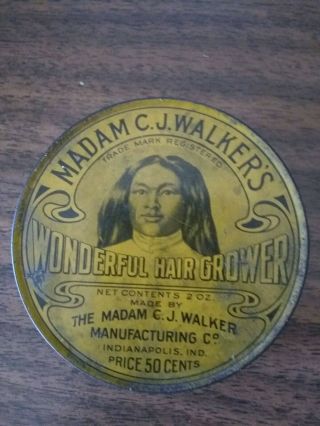 Rare Madam C.  J.  Walker Wonderful Hair Grower Tin
