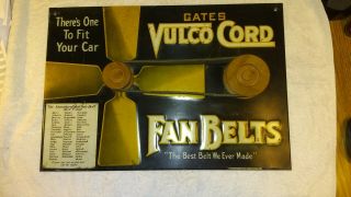 Vintage Advertising Sign - Gates Rubber Co.  - Vulco Cord Fan Belts