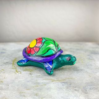 Vintage Talavera Turtle,  Ceramic Mexican Decor,  Jewlery Box,  Trinket Dish