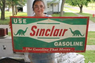 Large Sinclair Gasoline Gas Station Oil 38 " Metal Sign