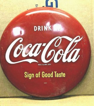1950 ' s COCA - COLA PILASTER SIGN WITH BUTTON 3