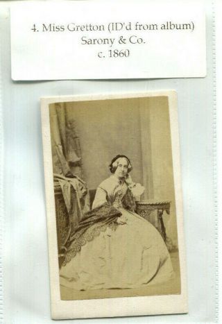 1860s Cdv Photograph Miss Gretton By Sarony Of Birmingham