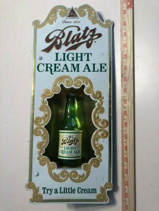 Vintage Embossed G Heileman Brewing Blatz Light Cream Ale Glorifier Display Sign