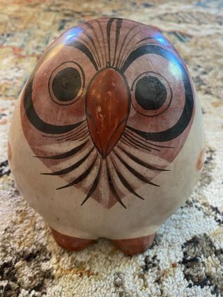 Vintage Large 6 " Tonala Hand Painted Owl