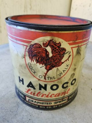Vintage California Hancock Hanoco Lubricant Oil Can 5lb Graphited Spring