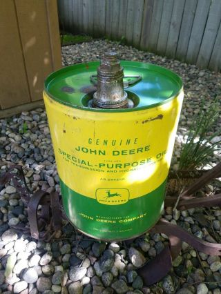 Old Vintage Antique John Deere Oil Can 5 Gallon Special - Purpose Four Legged Logo