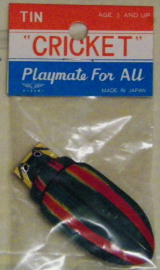 Vintage 1960`s Tin Cricket Clicker In Bag - Dime Store Item - Made In Japan