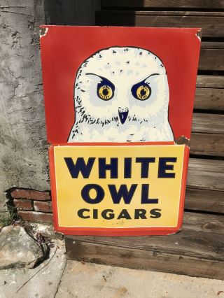 Old White Owl Cigar Porcelain Sign 2
