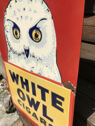 Old White Owl Cigar Porcelain Sign 3