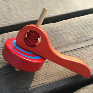 Wooden Spinning Tops Funny Educational Painted Gyro Toy Peg - Top S