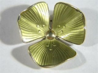 Vintage Norway Ivar T Holth Flower Enamel Gold Wash Sterling Silver Brooch Pin