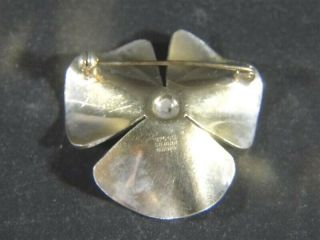Vintage Norway IVAR T HOLTH Flower Enamel Gold Wash Sterling Silver BROOCH Pin 2