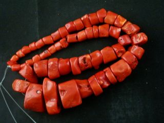 24 Inches Special Pure Large Tibetan Red Coral Beads Prayer Necklace M058