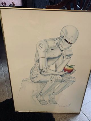 Rare - Vintage Apple Computer Poster “contemplating A Byte”
