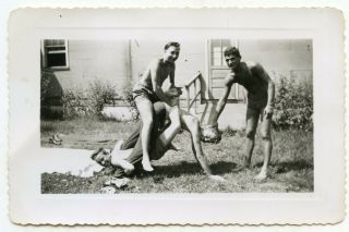 19 Vintage Photo Swimsuit Soldier Buddy Boys Men At Play Snapshot Gay