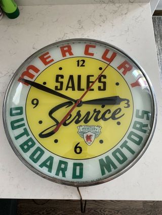 Vintage Pam Lighted Advertising Mercury Outboard Motors Clock Sales Dealer