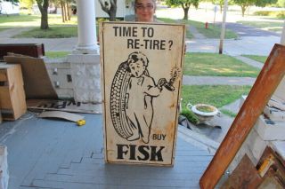 Large Time To Re - Tire? Buy Fisk Tires Gas Oil 48 " Metal Sign