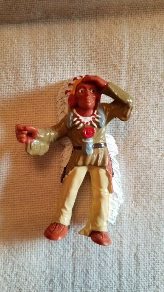 Vintage Ce Bullyland Figure Made In Germany Native American Indian Chief