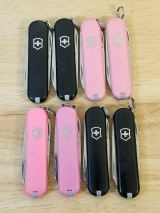 8 Victorinox Classic Sd 58mm Swiss Army Knives - Black & Pink