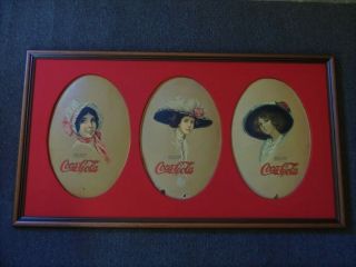 Framed Set Of Three Coca - Cola Plaques From Disneyland 