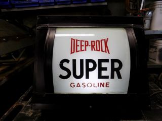 Vtg.  Deep Rock Oil Sign Light Rare Old Advertising Gas Pump Curved Glass
