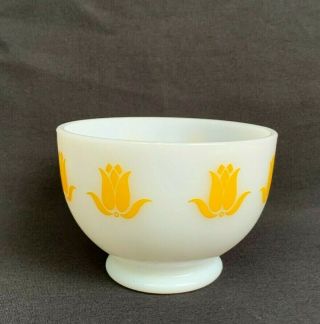 Vintage Fire King Cottage Cheese Bowl W/yellow Tulips Shiny Exc.  Cond.
