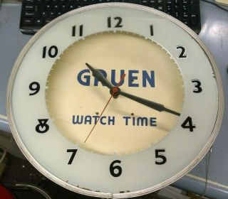 Vintage Gruen Watch Time Dualite Electric Light - Up Wall Clock